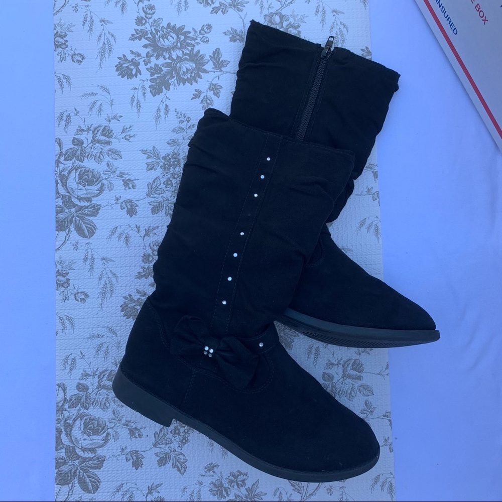 boots for girls, velvet, black color, size: 13